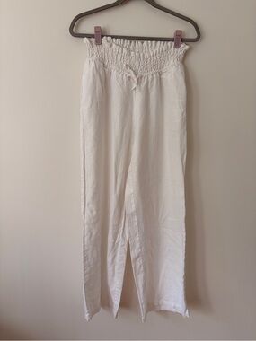 Angel Maternity Smocked Waist Wide-Leg Linen Pants